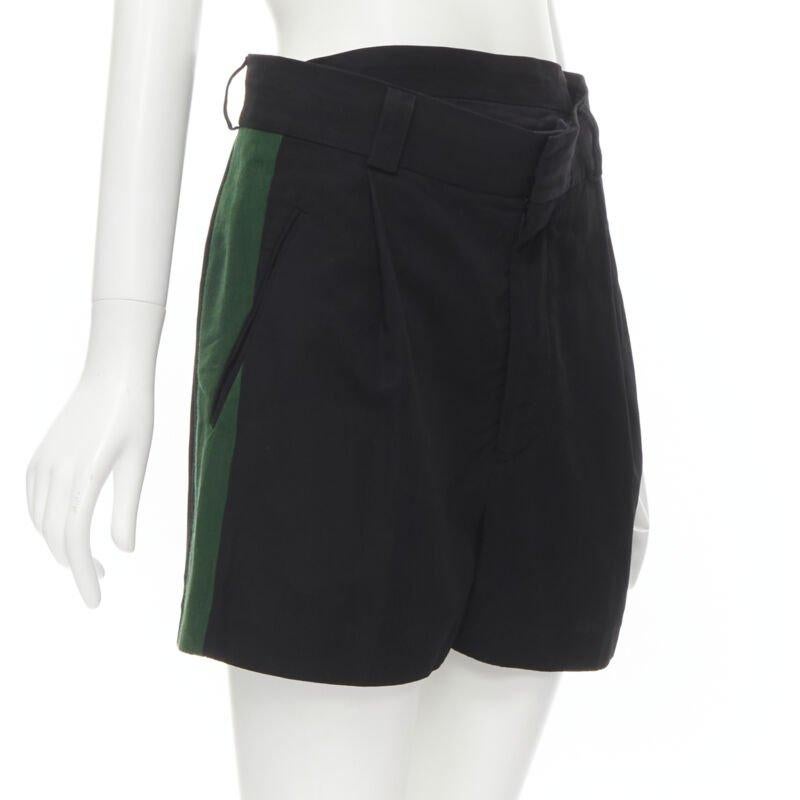 HAIDER ACKERMANN black green grosgrain trimmed side pleated front shorts FR34 XS
Reference: MELK/A00064
Brand: Haider Ackermann
Designer: Haider Ackermann
Material: Rayon, Cotton
Color: Black, Green
Pattern: Solid
Closure: Zip
Extra Details: