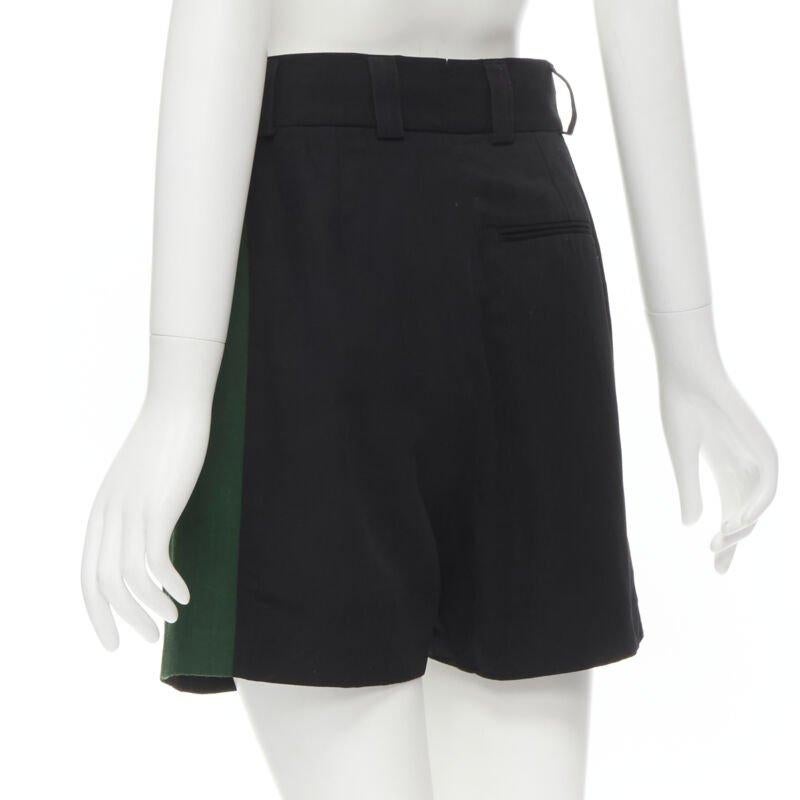 HAIDER ACKERMANN black green grosgrain trimmed side pleated front shorts FR34 XS For Sale 1