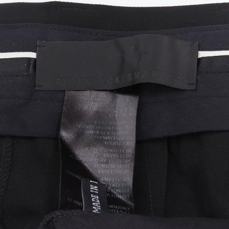 HAIDER ACKERMANN black green grosgrain trimmed side pleated front shorts FR34 XS For Sale 3