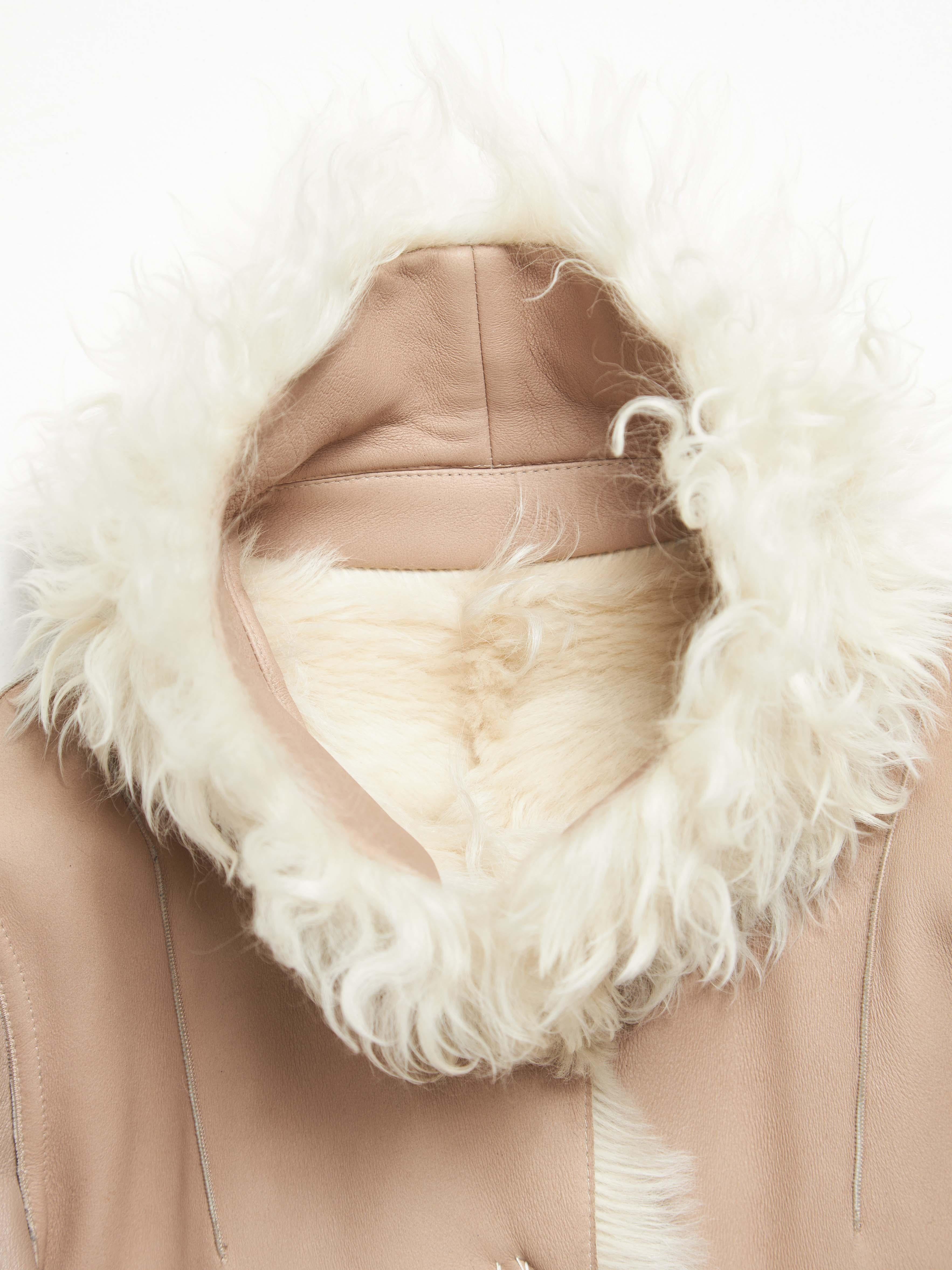 Beige Miu Miu   Black Leather Collar Jacket For Sale