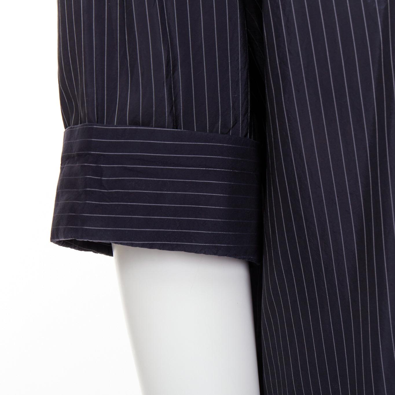 Haider Ackermann chemise col évêque à rayures noires à demi-manches S en vente 2