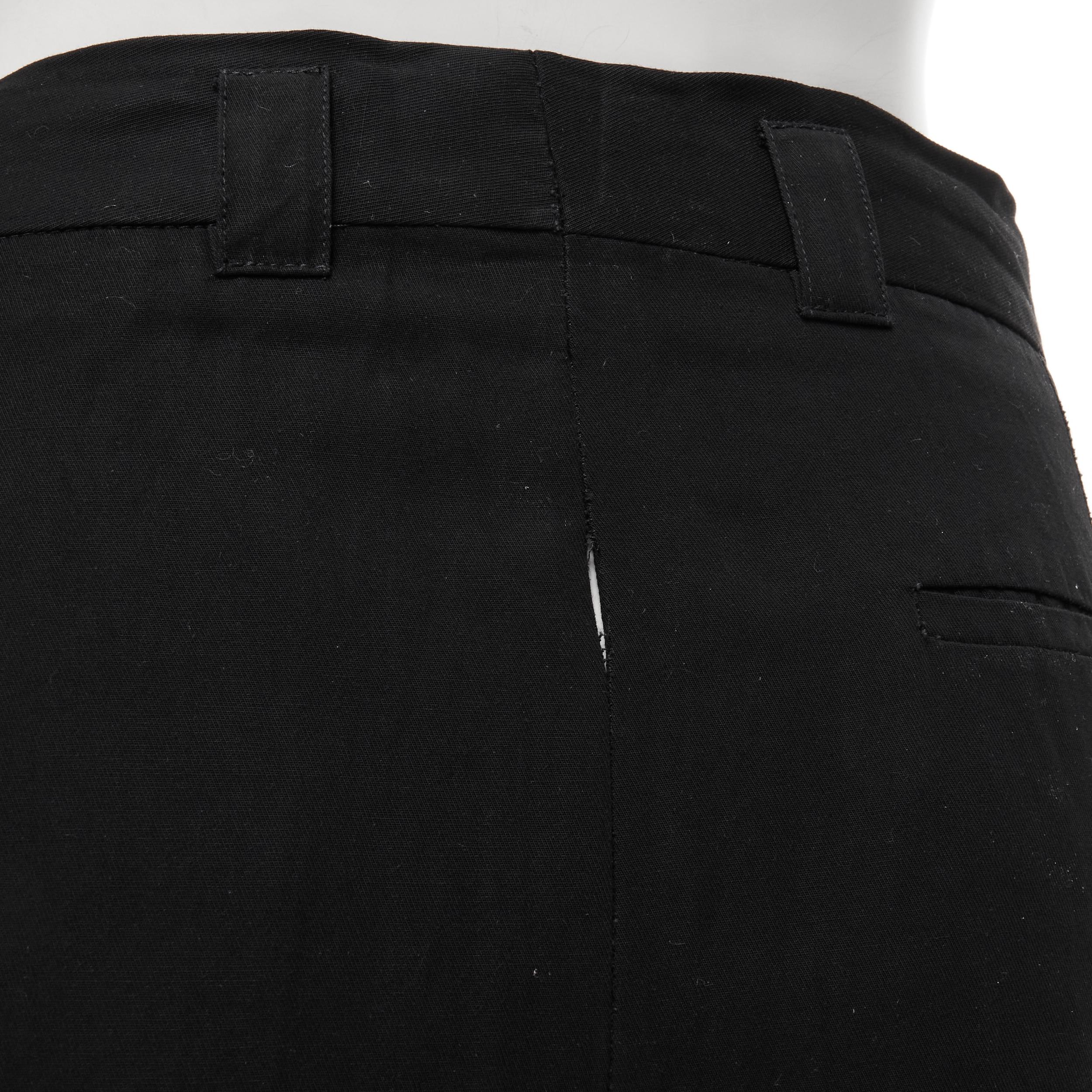 HAIDER ACKERMANN black rayon grosgrain stripe cropped trousers FR40 6