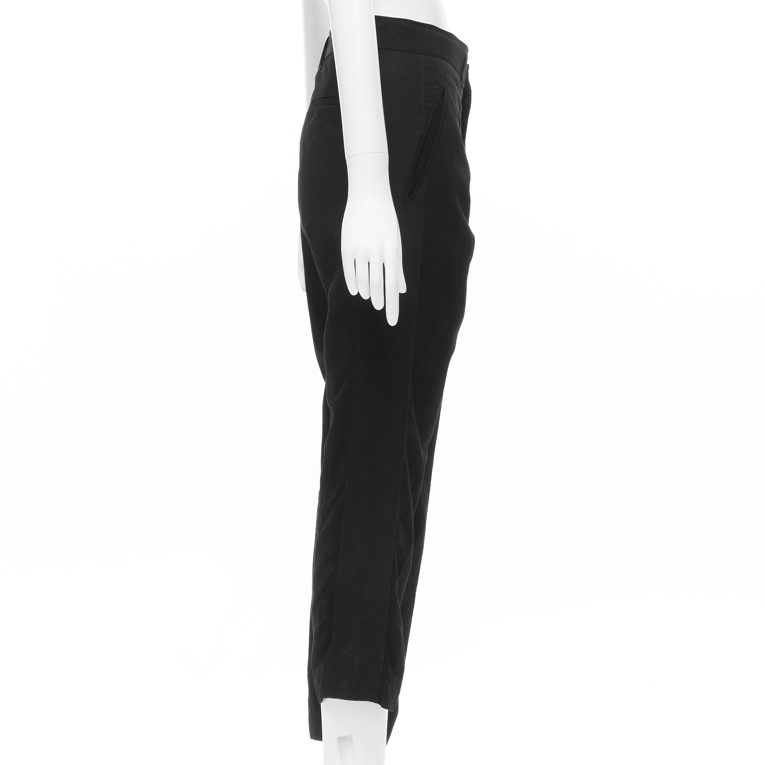 HAIDER ACKERMANN black rayon grosgrain stripe cropped trousers FR40 In Good Condition In Hong Kong, NT
