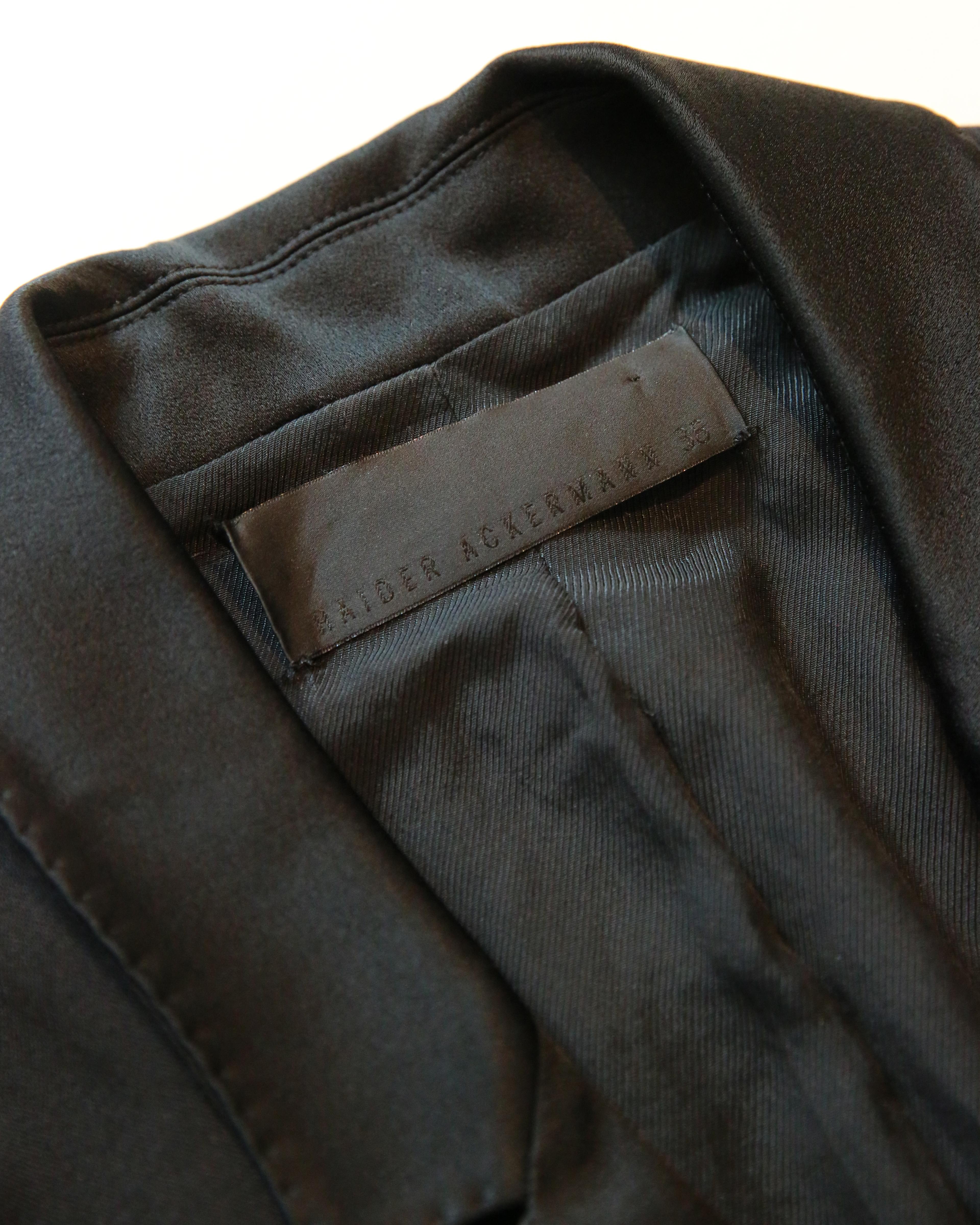 Haider Ackermann black tuxedo satin lapel wool mini dress jacket blazer 6