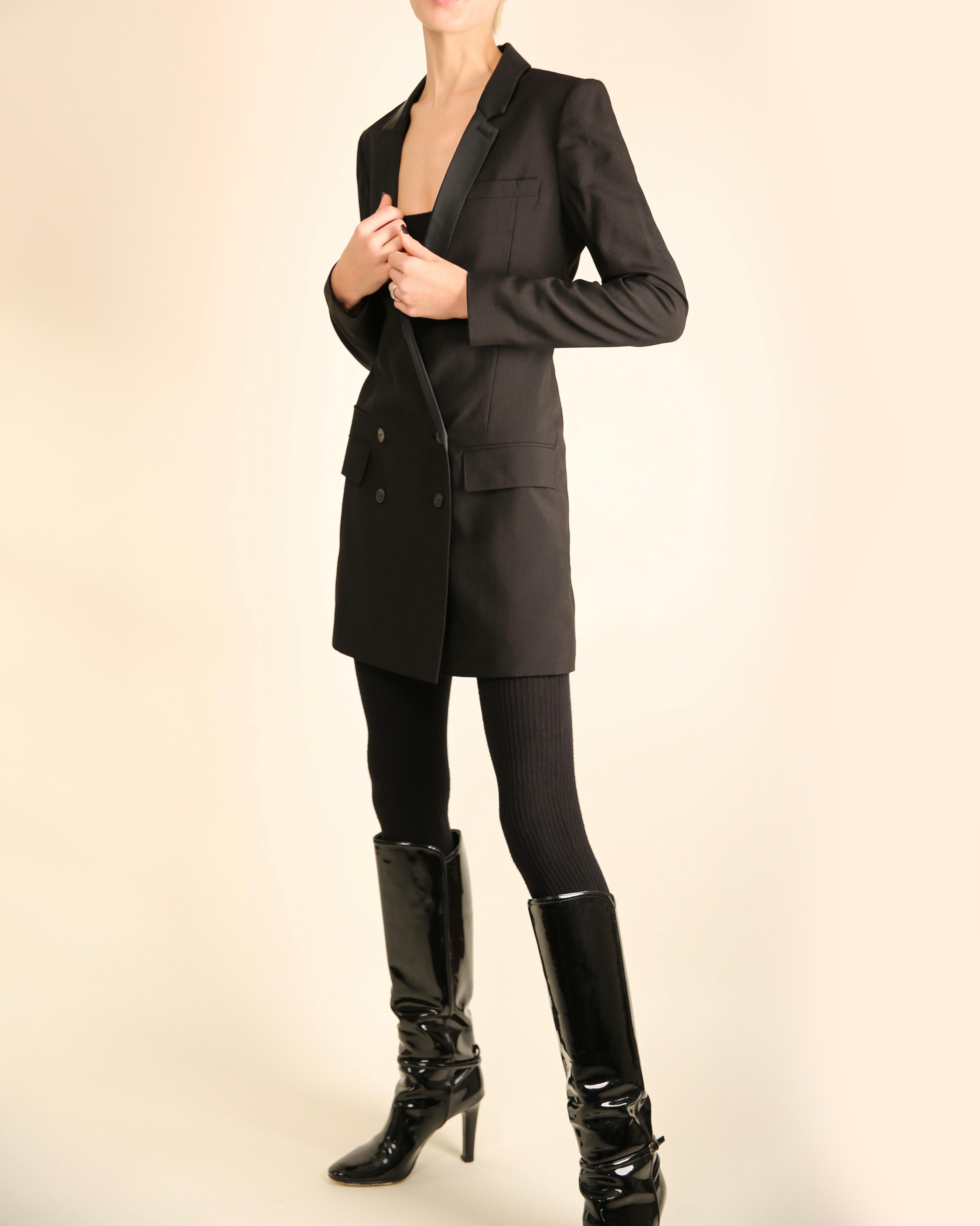Haider Ackermann black tuxedo satin lapel wool mini dress jacket blazer 2