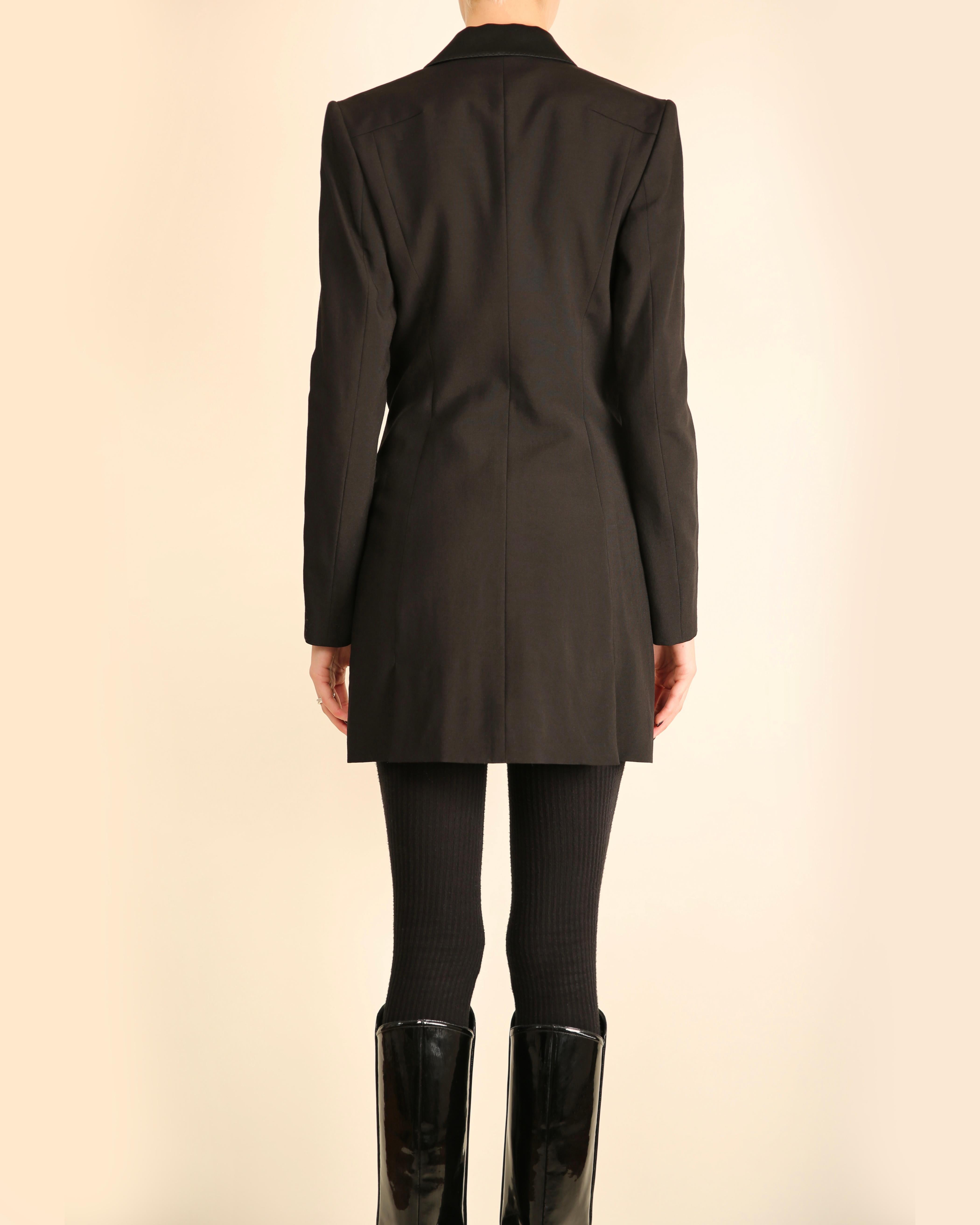 Haider Ackermann black tuxedo satin lapel wool mini dress jacket blazer 4