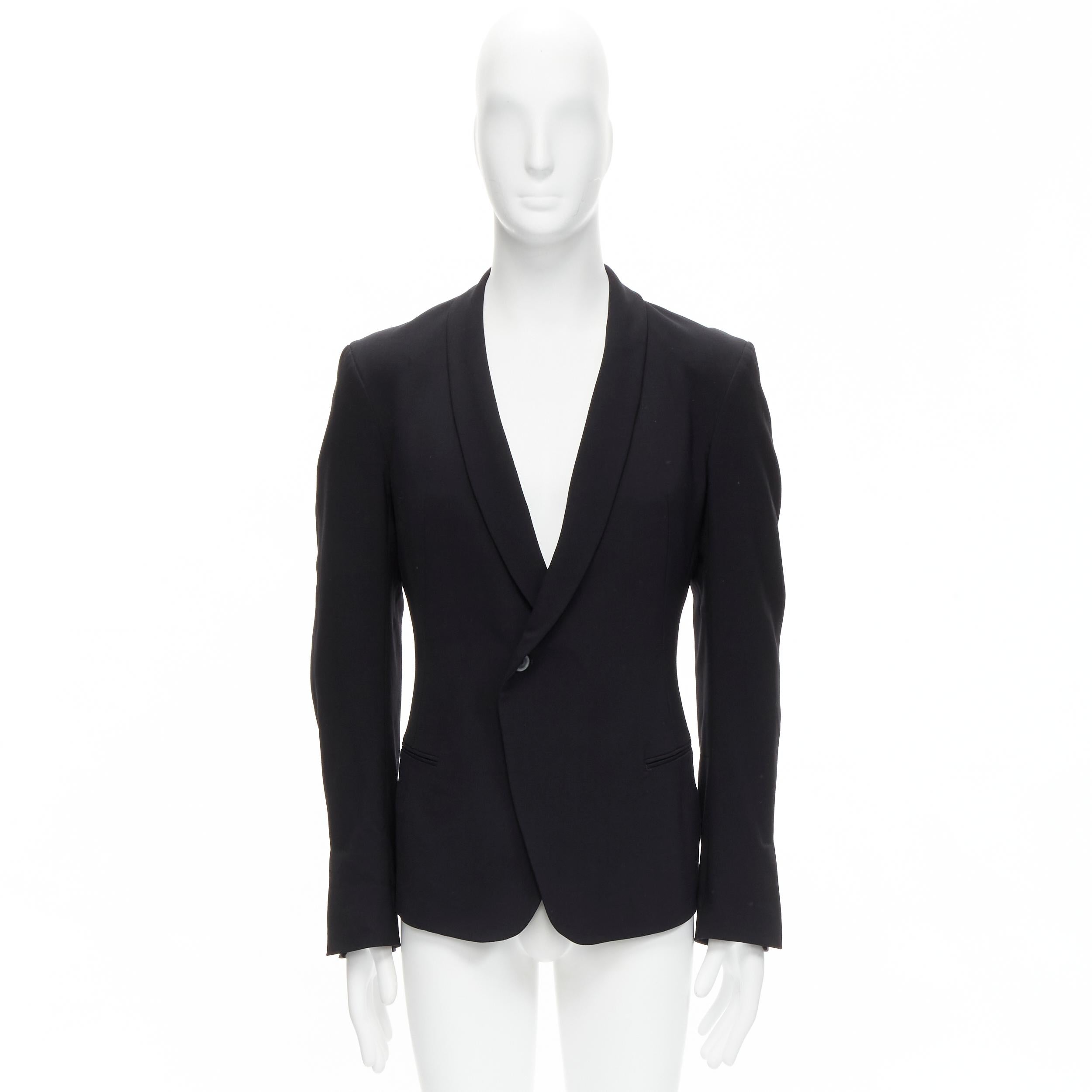 HAIDER ACKERMANN black virgin wool blend shawl collar blazer jacket S 5