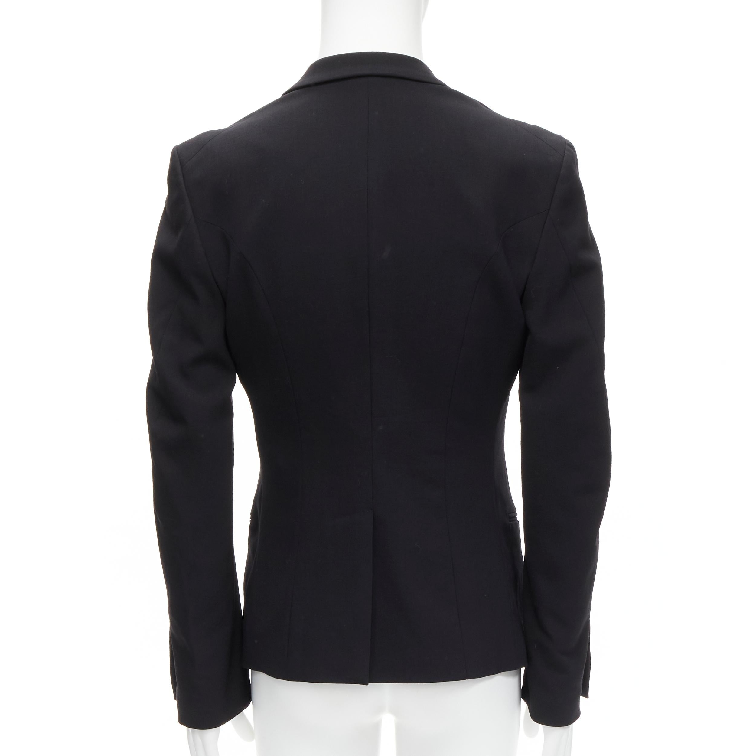 HAIDER ACKERMANN black virgin wool blend shawl collar blazer jacket S In Excellent Condition In Hong Kong, NT