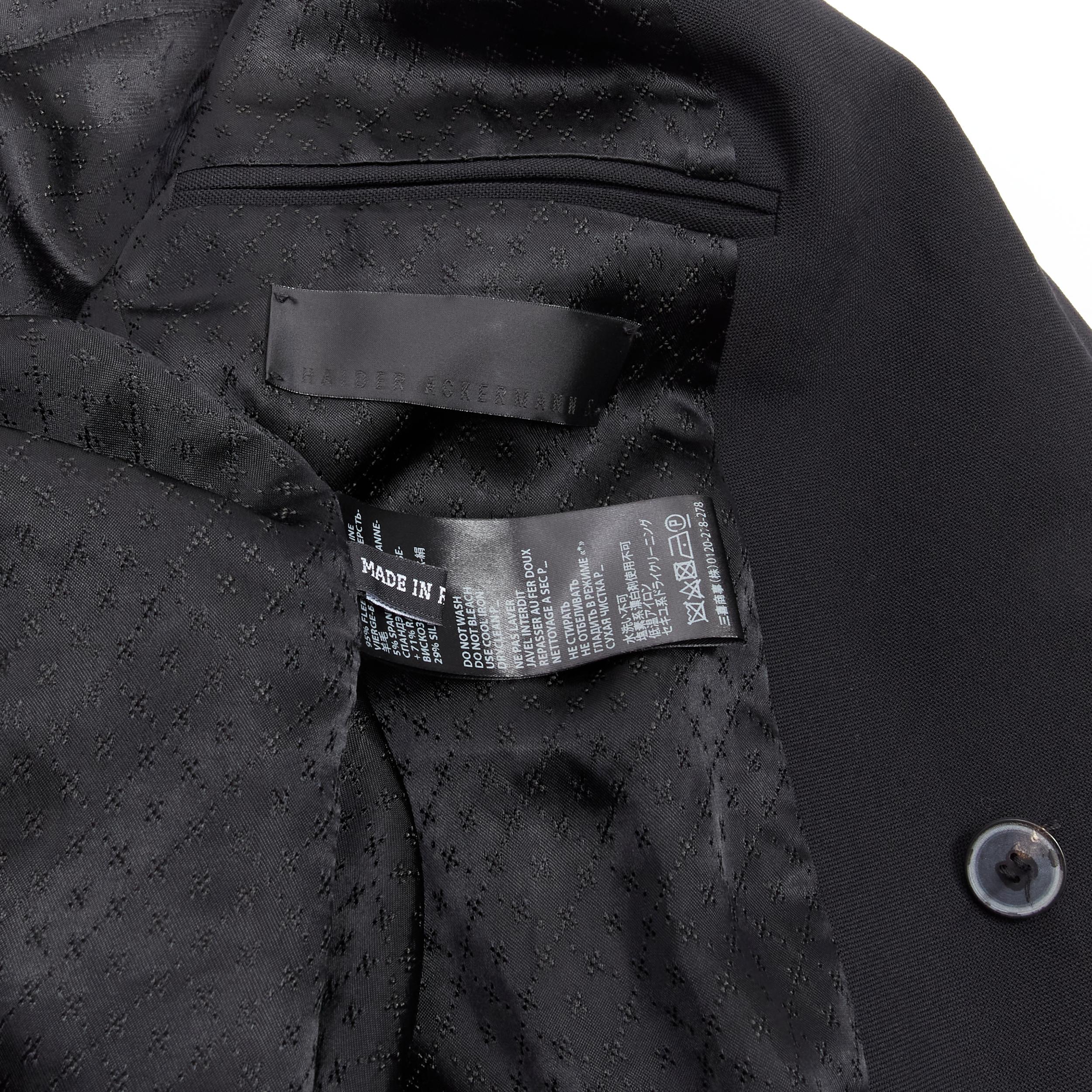 HAIDER ACKERMANN black virgin wool blend shawl collar blazer jacket S 4