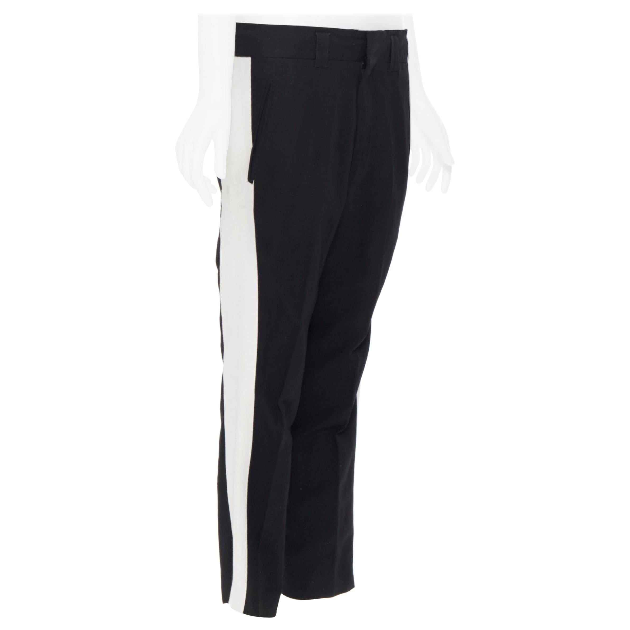 Whiting Ackermann pantalon de smoking noir en viscose mélangée blanc gros grain sur le côté FR38