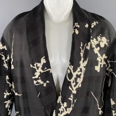 HAIDER ACKERMANN Black White Blossom Shawl Collar Coat