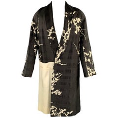 HAIDER ACKERMANN Black White Blossom Shawl Collar Coat