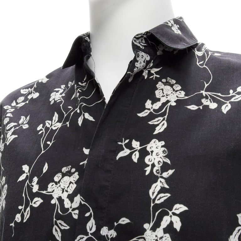 Haider Print HAIDER ACKERMANN black white floral print long sleeve cotton shirt S ...