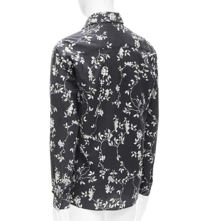 Haider Print HAIDER ACKERMANN black white floral print long sleeve cotton shirt S ...
