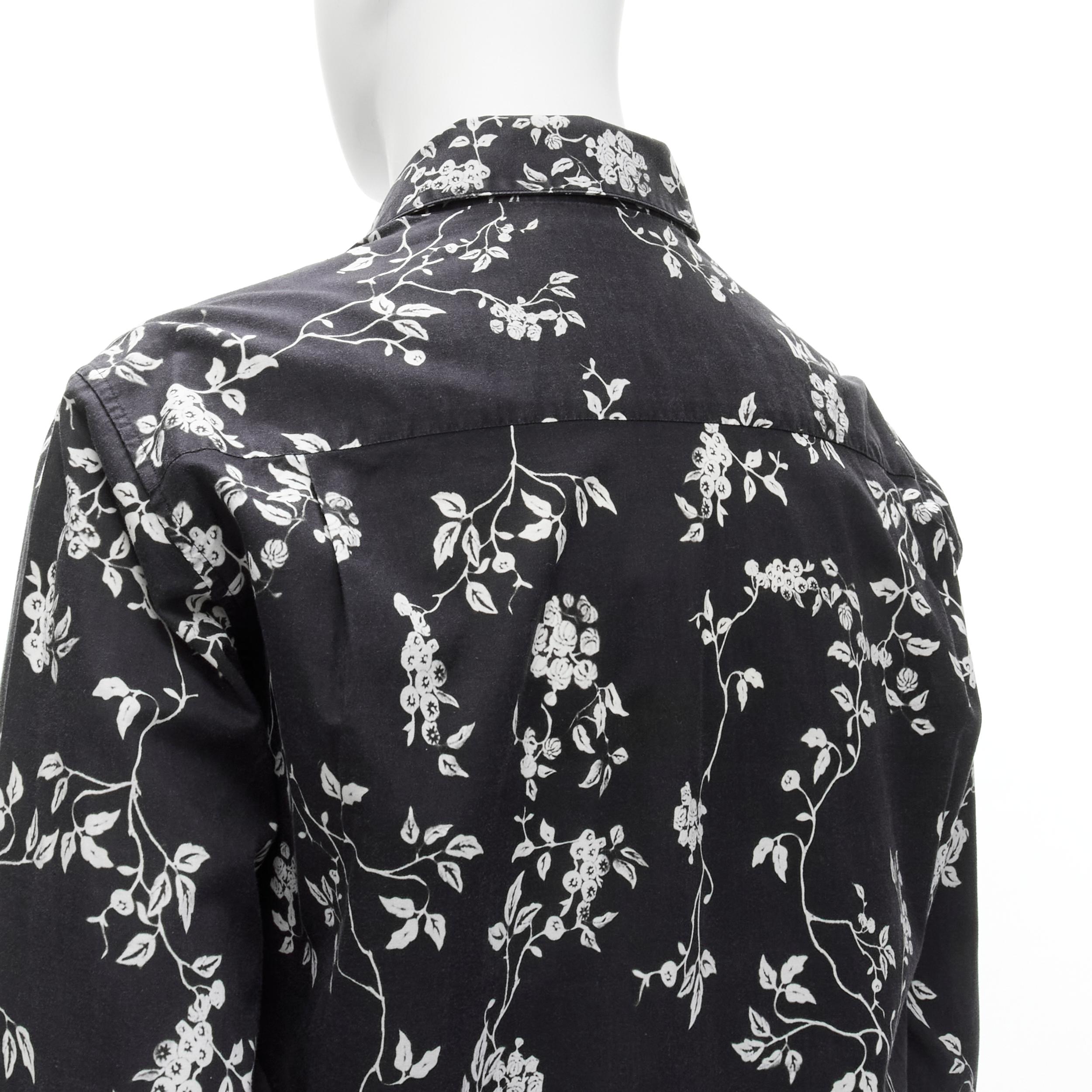 HAIDER ACKERMANN black white floral print long sleeve cotton shirt S For Sale 1