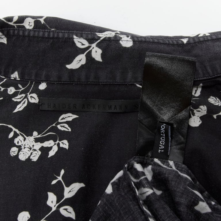Haider Print HAIDER ACKERMANN black white floral print long sleeve cotton shirt S ...
