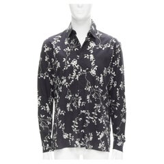 HAIDER ACKERMANN black white floral print long sleeve cotton shirt S