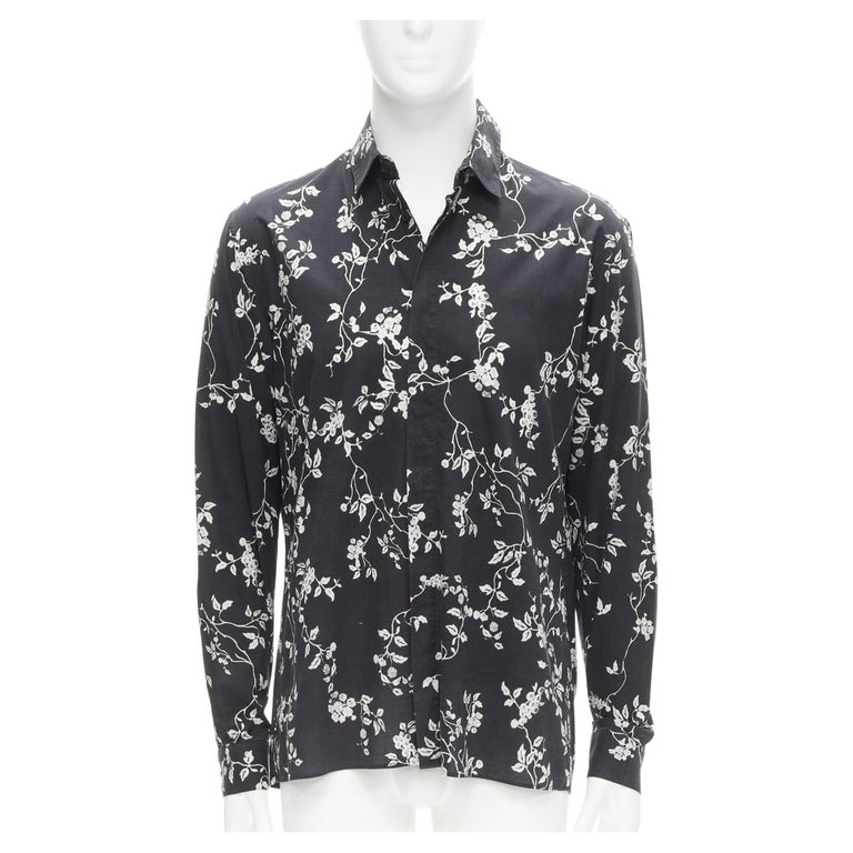 HAIDER ACKERMANN black white floral print long sleeve cotton shirt S ...