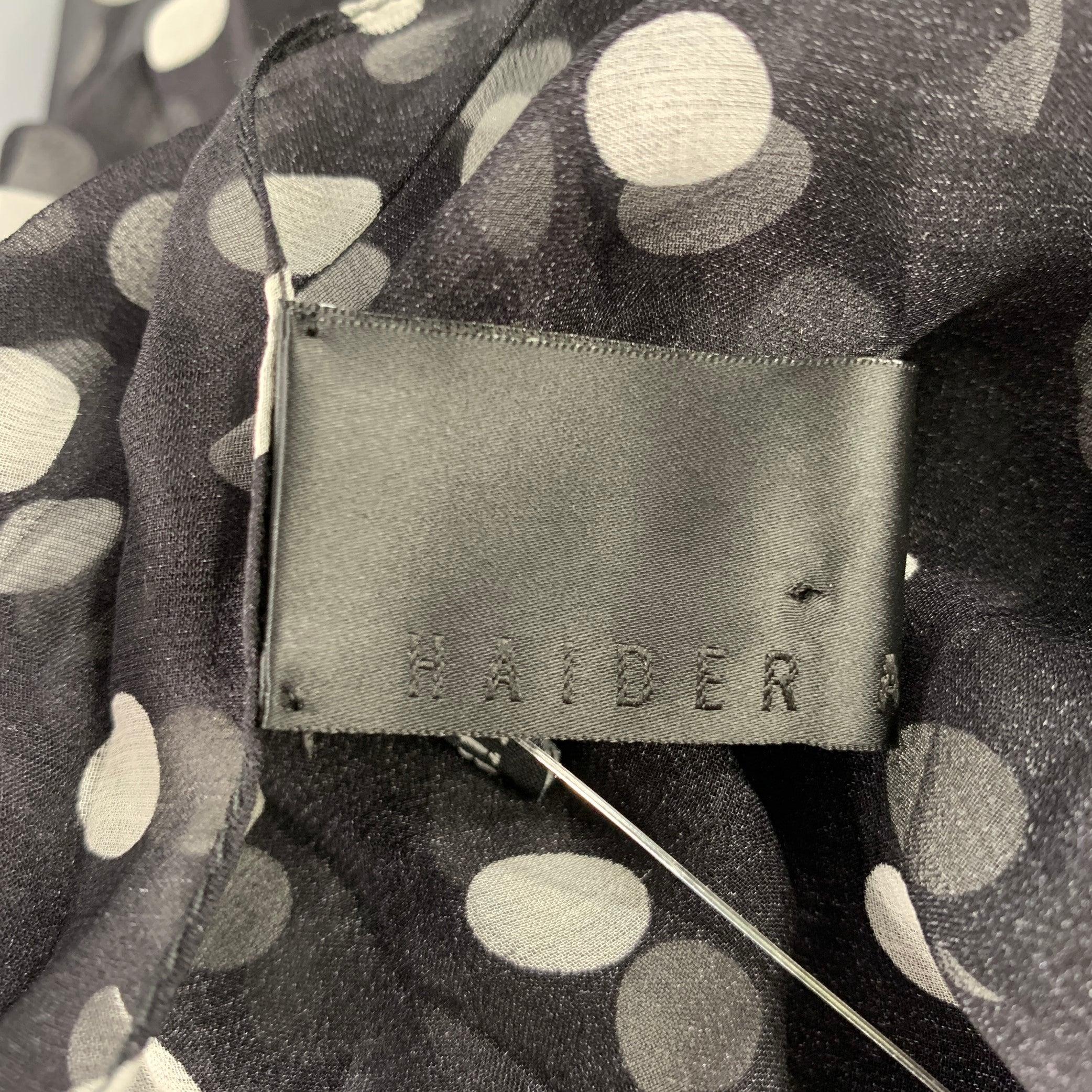 HAIDER ACKERMANN Black White Polka Dot Silk Scarves In Excellent Condition For Sale In San Francisco, CA