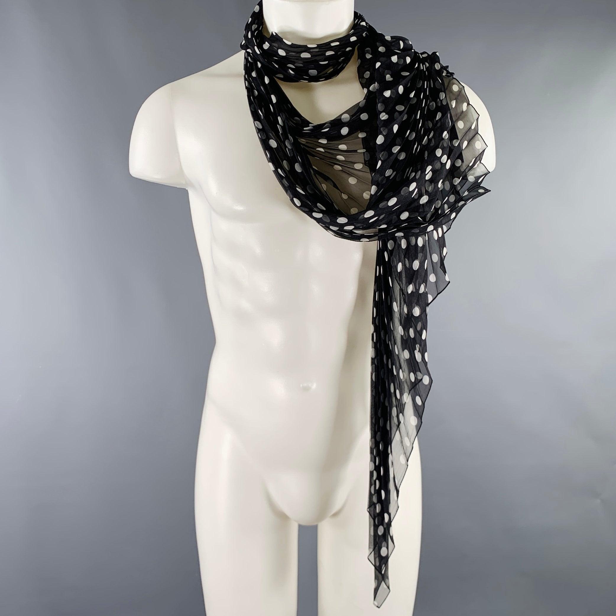 HAIDER ACKERMANN Black White Polka Dot Silk Scarves For Sale 2