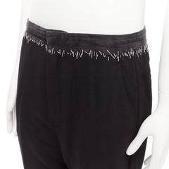 Haider Ackermann nero pantaloni in lana, cotone, bianco, con cucitura in vita, EU38 M.