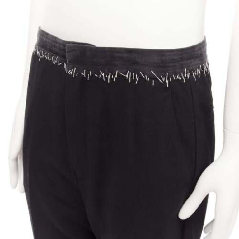HAIDER ACKERMANN black  wool cotton white topstitch waist dress pants EU38 M
Reference: CNLE/A00279
Brand: Haider Ackermann
Material: Virgin Wool, Cotton
Color: Black
Pattern: Solid
Closure: Zip Fly
Lining: Black Fabric
Made in: