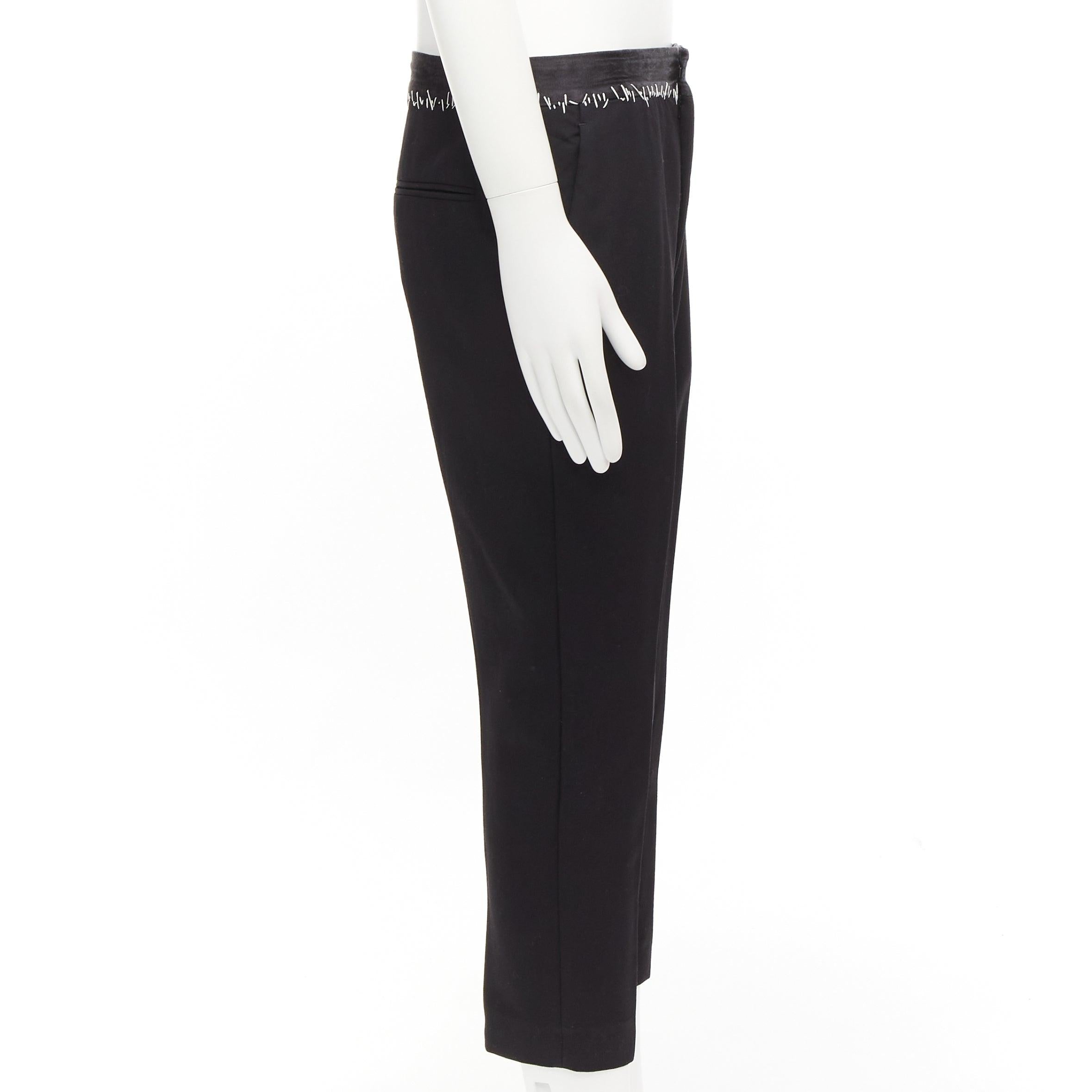 HAIDER ACKERMANN black  wool cotton white topstitch waist dress pants EU38 M In Good Condition For Sale In Hong Kong, NT