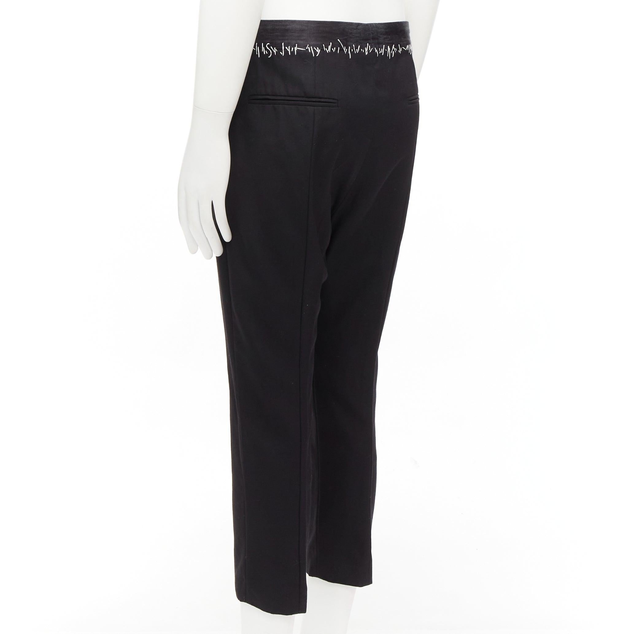 HAIDER ACKERMANN black  wool cotton white topstitch waist dress pants EU38 M For Sale 1