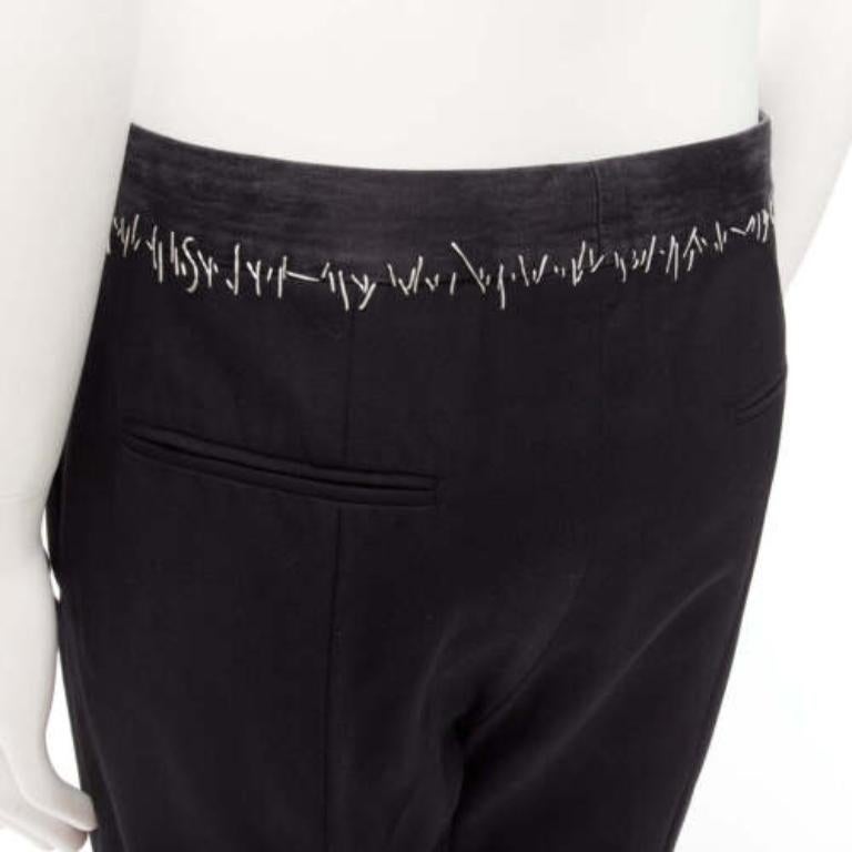 HAIDER ACKERMANN black  wool cotton white topstitch waist dress pants EU38 M For Sale 2