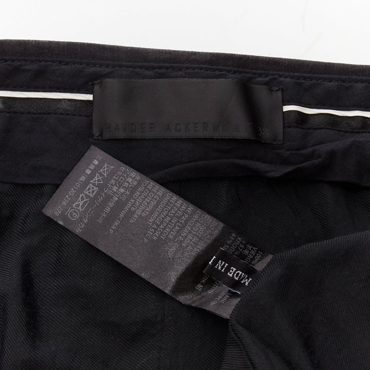 HAIDER ACKERMANN black  wool cotton white topstitch waist dress pants EU38 M For Sale 4