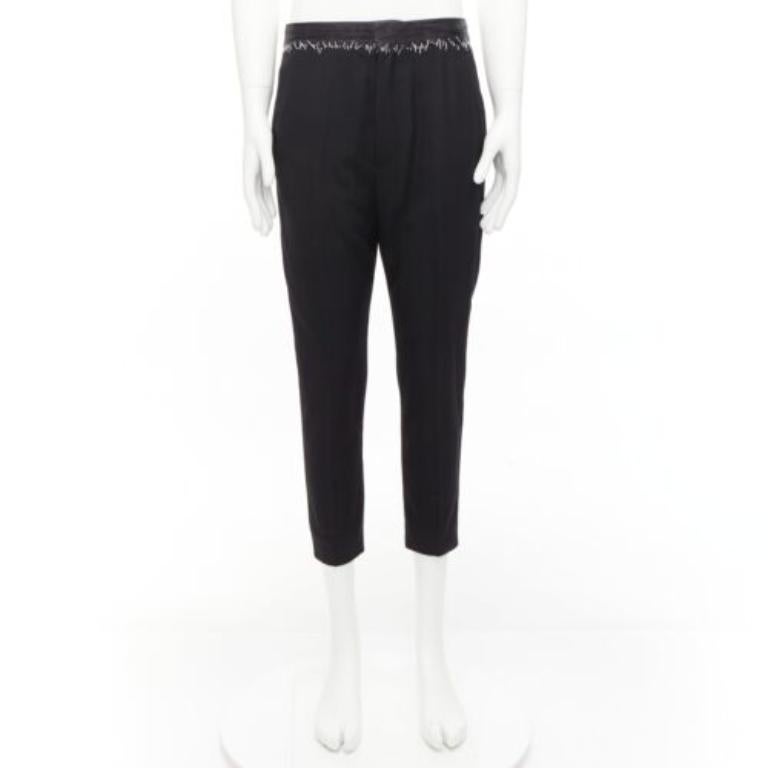 HAIDER ACKERMANN black  wool cotton white topstitch waist dress pants EU38 M For Sale 4