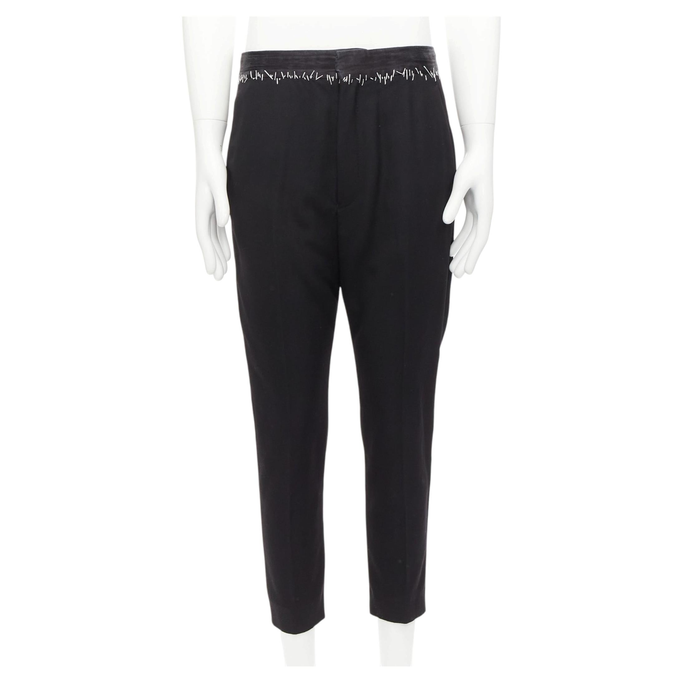 HAIDER ACKERMANN black  wool cotton white topstitch waist dress pants EU38 M For Sale