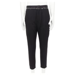 Haider Ackermann nero pantaloni in lana, cotone, bianco, con cucitura in vita, EU38 M.