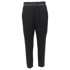 HAIDER ACKERMANN black  wool cotton white topstitch waist dress pants EU38 M