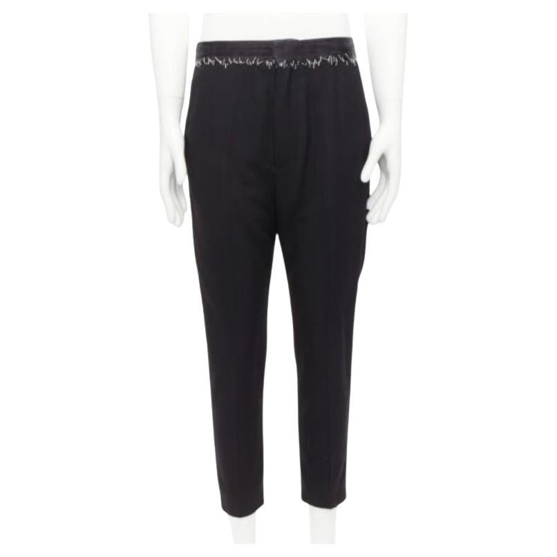 HAIDER ACKERMANN black  wool cotton white topstitch waist dress pants EU38 M For Sale