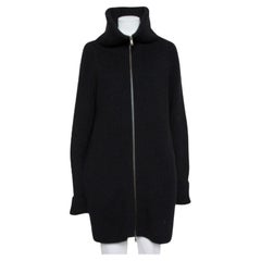 Haider Ackermann Black Wool Knit Collared Zip Front Oversized Long Cardigan XXS