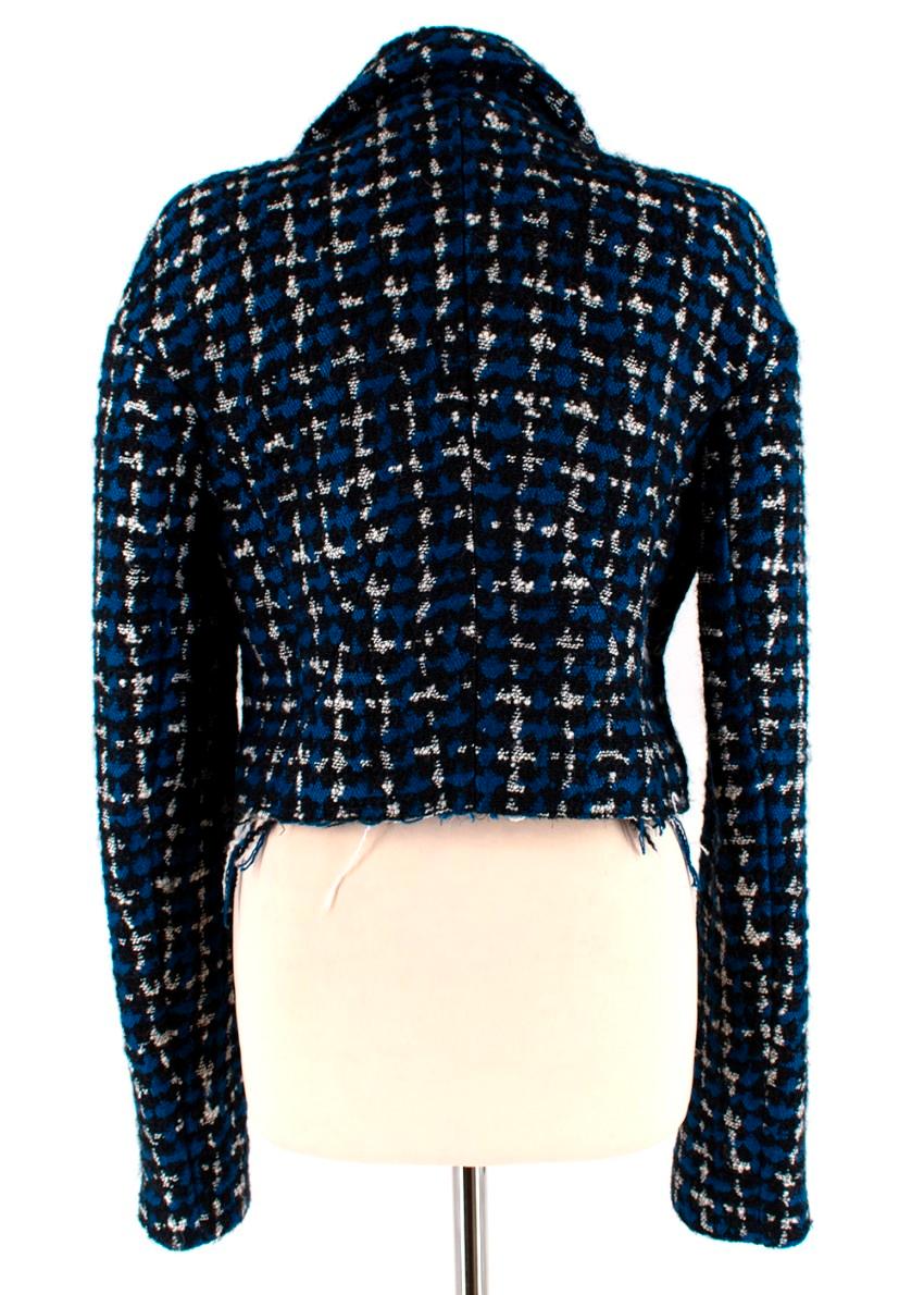 Haider Ackermann Blue & Black Boucle Cropped Jacket - Size US 6 In Excellent Condition For Sale In London, GB
