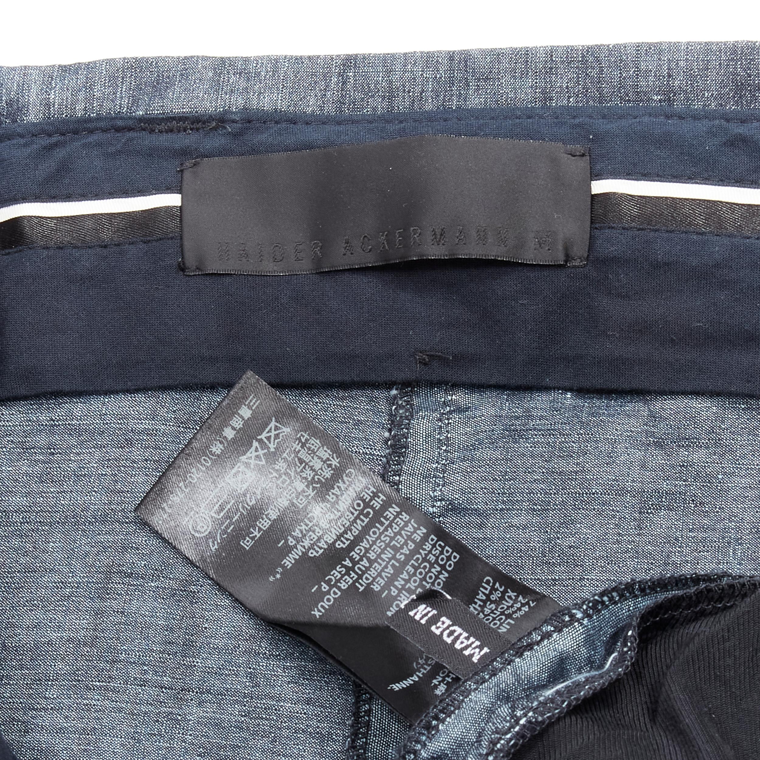 HAIDER ACKERMANN blue linen cotton dropped crotch pants M 5