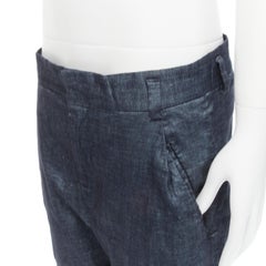 HAIDER ACKERMANN blue linen cotton dropped crotch pants M