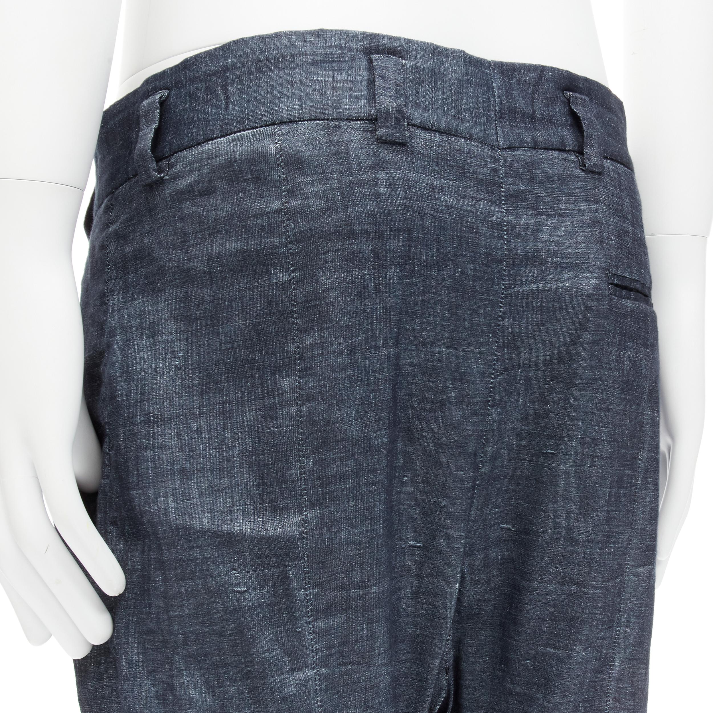 HAIDER ACKERMANN blue linen cotton dropped crotch pants M 2