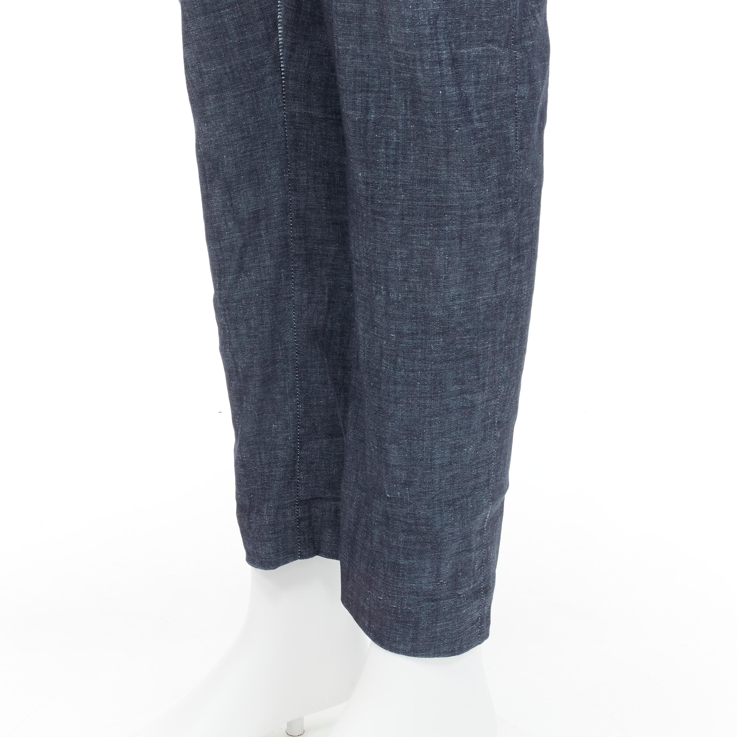 HAIDER ACKERMANN blue linen cotton dropped crotch pants M 3