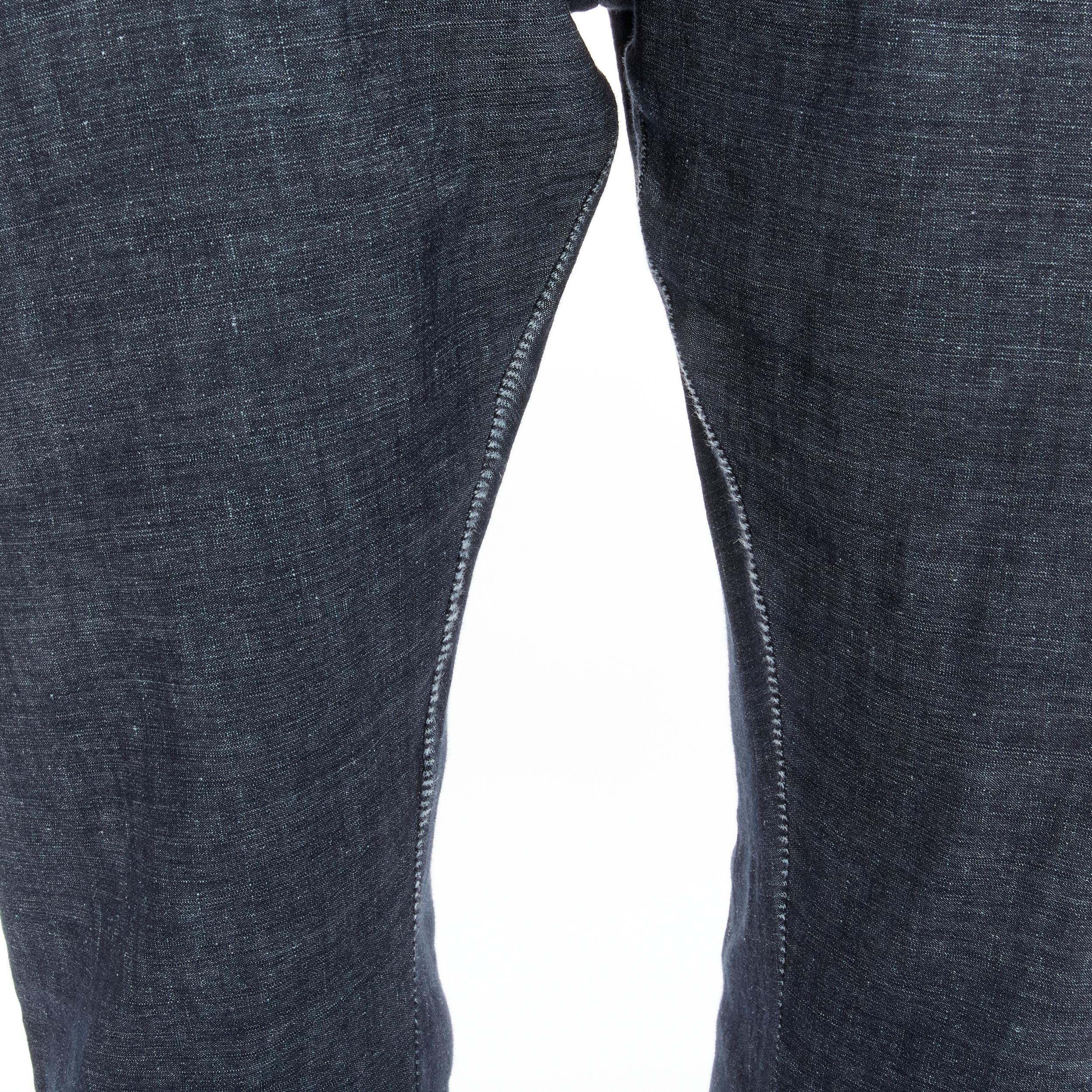 HAIDER ACKERMANN blue linen cotton dropped crotch pants M 4