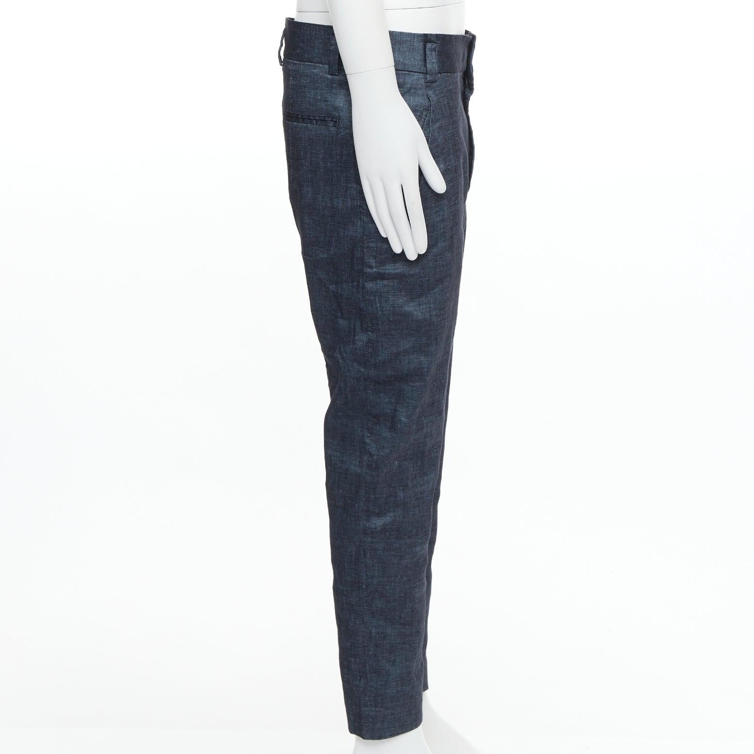 HAIDER ACKERMANN blue linen cotton low waist drop harem pants M In Excellent Condition In Hong Kong, NT