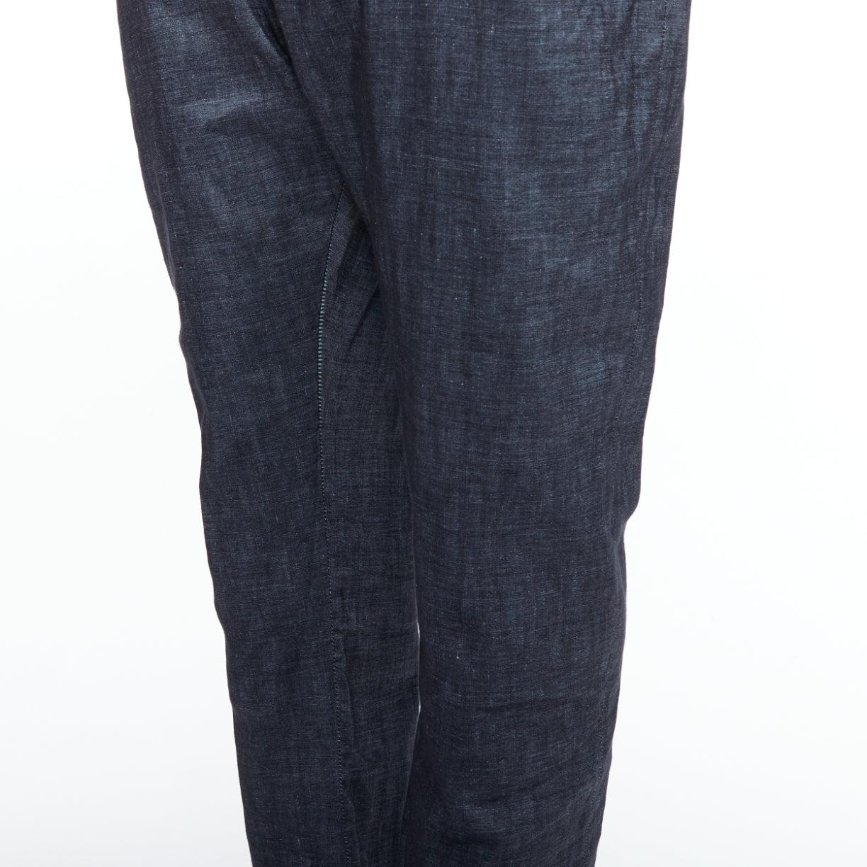 HAIDER ACKERMANN blue linen cotton low waist drop harem pants M 2