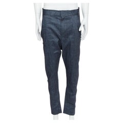 HAIDER ACKERMANN Pantalon harem bleu en lin et coton à taille basse, M