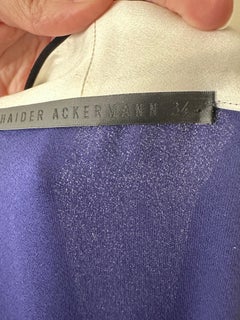 Haider Ackermann - Giacca a vestaglia lunga in rayon blu cobalto con finiture in seta nera FR 34 XS