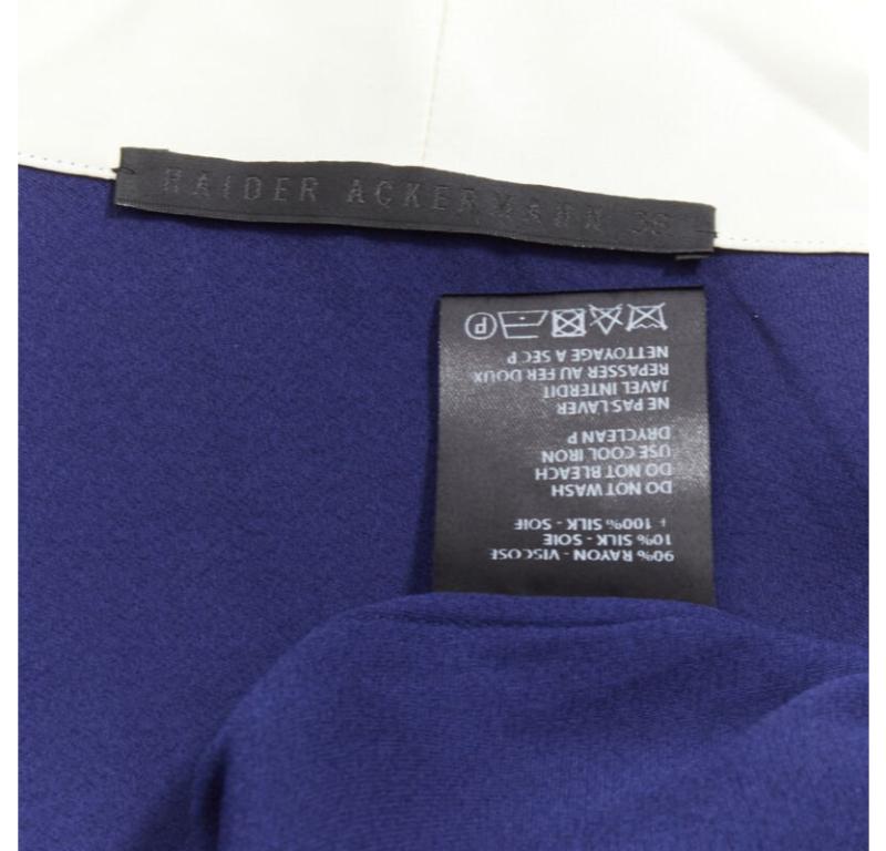 HAIDER ACKERMANN dark blue rayon black silk trimmed long robe jacket FR36 S For Sale 3