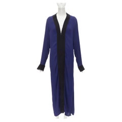 Haider Ackermann, giacca a vestaglia lunga in rayon blu scuro e seta nera FR36 S