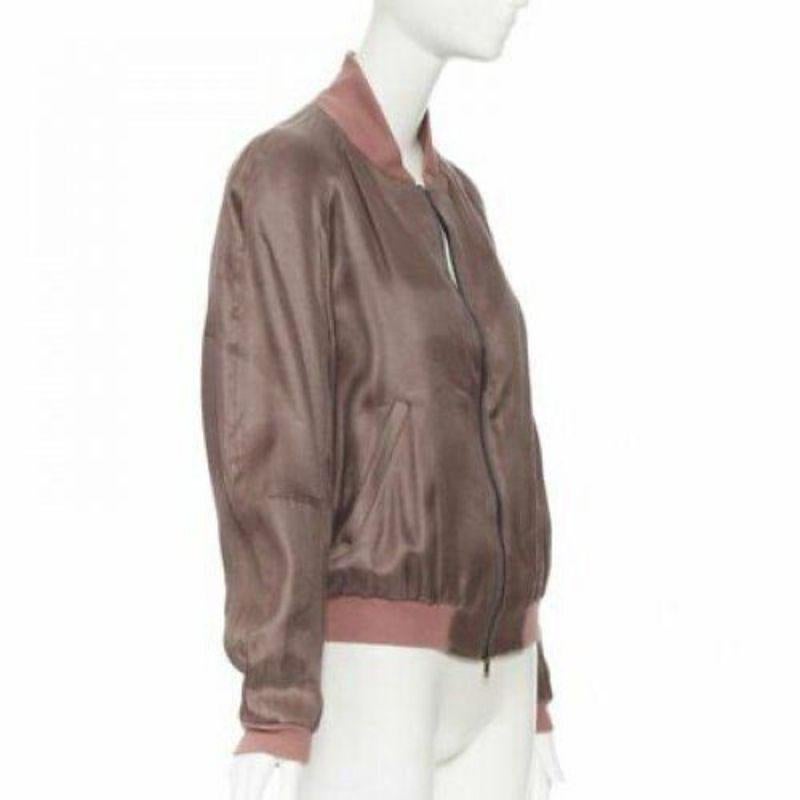HAIDER ACKERMANN dusty pink rayon silk blend zip up bomber jacket FR34 XS In Good Condition In Hong Kong, NT