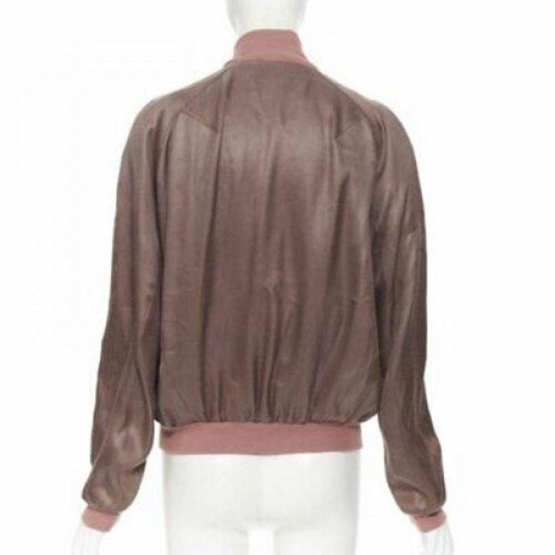 HAIDER ACKERMANN dusty pink rayon silk blend zip up bomber jacket FR34 XS 1